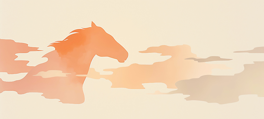JPG 모양 동물 감정 실루엣 예술 컬러 백그라운드 일러스트 자연 하늘 풍경 노란색 주황색 일몰 저녁 동양화 그림 이미지 장면 국내일러스트 병오년 붉은말 AI일러스트 AI콘텐츠 촬영기법 미술 노을 말_동물 야간 생태계 파일형식 2026년