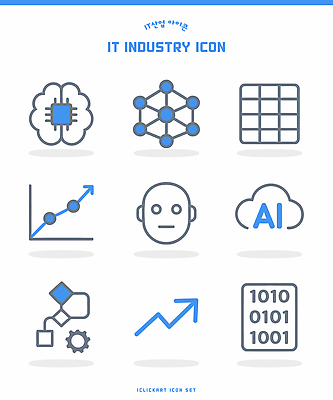 아이콘 산업 그래프 기술 정보기술 그래픽 컴퓨터 자료 네트워크 시스템 혁명 프로그래밍 알고리즘 AI_인공지능 2D아이콘 AI파일 컨셉 전자제품 작업 개발 파일형식 벡터