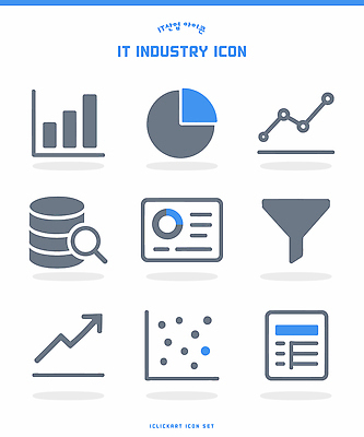 아이콘 디자인 산업 비즈니스 통계 그래프 기술 정보기술 자료 정보 분석 시스템 서류판 소프트웨어 2D아이콘 AI파일 컨셉 사무용품 파일형식 벡터