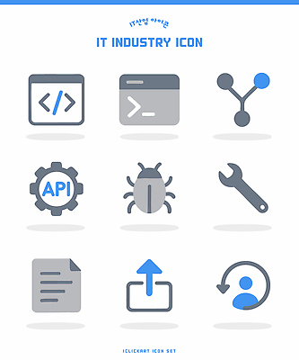 아이콘 디자인 산업 기술 정보기술 도구 코드 문서 개발 소프트웨어 업로드 프로그래밍 사용자 2D아이콘 AI파일 작업 파일형식 벡터