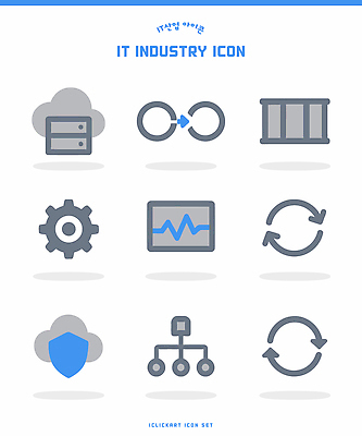 아이콘 산업 과학 그래프 기술 정보기술 컴퓨터 자료 보호 연결 저장 순환 기어 클라우드서비스 서버 2D아이콘 AI파일 컨셉 모션 전자제품 서비스 파일형식 벡터