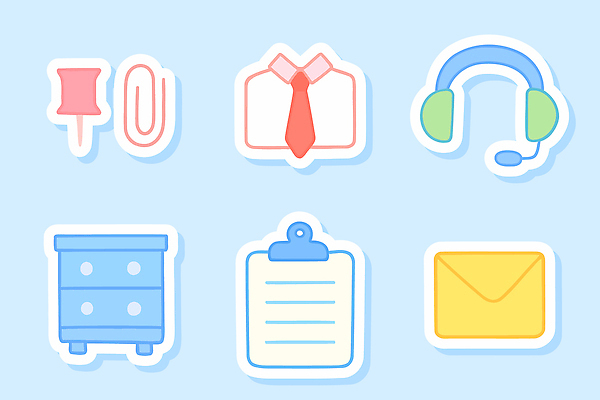 아이콘 넥타이 편지봉투 일상 사무실 헤드셋 장비 업무 사무 머리핀 오브젝트 서랍장 문서 클립 서류판 2D아이콘 AI파일 잡화 음향기기 가구 비즈니스 장신구 봉투 라이프 사무용품 헤드폰 작업 편지 파일형식 벡터
