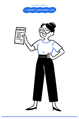 라이프스타일 여자 패션 일러스트 모션 관리 경고 일상 경제 쇼핑 정보 선택 소비 계획 고객 영수증 편리함 스타일 세련 국내일러스트 AI파일 컨셉 사람 라이프 생활 금융 파일형식 벡터