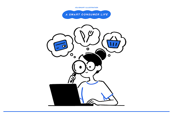 음식 생각 일러스트 아이디어 기술 실험 사람 생활 금융 쇼핑 컴퓨터 디지털 정보 소비 계획 고객 서비스 고민 온라인 국내일러스트 AI파일 감정 컨셉 경제 전자제품 파일형식 벡터