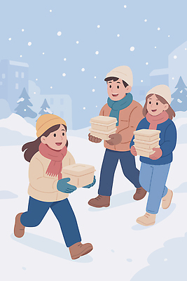 행복 감정 어린이 음식 겨울 일러스트 가족 모션 따뜻함 사랑 성인 친구 걷기 마을 봉사 나눔 기부 소통 공동체 국내일러스트 AI파일 계절 컨셉 관계 사람 도움 파일형식 벡터