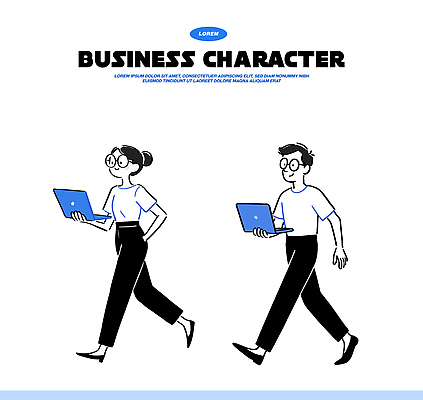 캐릭터 손 디자인 여자 남자 포즈 일러스트 비즈니스 모션 직장 사람 일상 노트북 컴퓨터 사무실 걷기 업무 이미지 국내일러스트 AI파일 회사 라이프 신체부위 전자제품 작업 파일형식 벡터