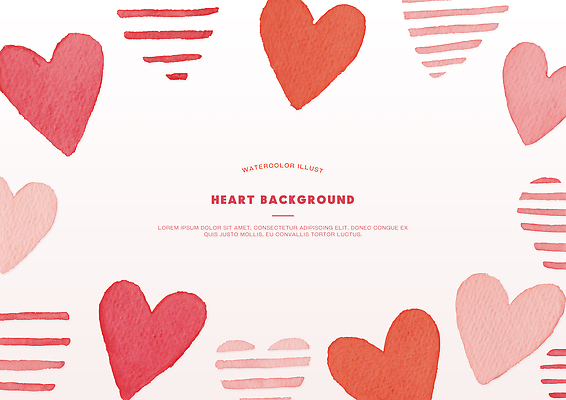 PSD 디자인 예술 분홍색 컬러 백그라운드 패턴 일러스트 수채화 그래픽 빨간색 물감 줄무늬 하트 심볼 그림 벡터 국내일러스트 모양 무늬 미술도구 파일형식