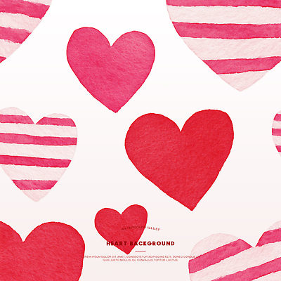 모양 PSD 디자인 행복 분홍색 컬러 백그라운드 무늬 패턴 일러스트 수채화 사랑 장식 빨간색 기쁨 하트 심장 그리기 크기 그림 화사함 꾸미기 국내일러스트 감정 컨셉 모션 장기_의학 파일형식