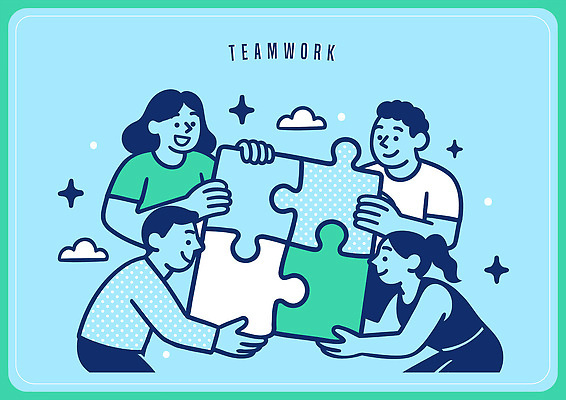 조각 생각 일러스트 모션 협력 아이디어 함께함 여러명 친구 게임 도움 퍼즐 그룹 목표 즐거움 소통 문제해결 참여 국내일러스트 AI파일 감정 다수 컨셉 관계 놀이 사람 파일형식 벡터