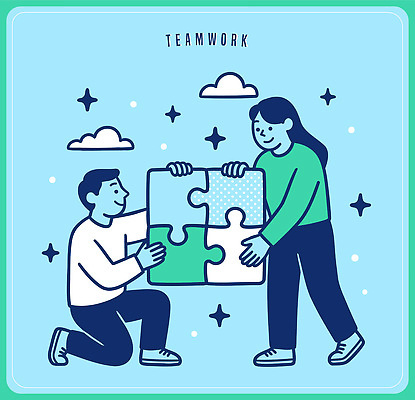 디자인 여자 남자 별 컬러 조각 백그라운드 일러스트 모션 놀이 협력 퍼즐 즐거움 그림 만들기 문제 해결 소통 창의성 국내일러스트 AI파일 자연요소 감정 컨셉 사람 파일형식 벡터