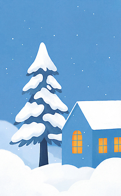 JPG 나무 겨울 일러스트 창문 자연 하늘 거리 주택 풍경 장식 파란색 빛 환경 고요 공간 눈 장면 눈내림 국내일러스트 AI일러스트 AI콘텐츠 자연요소 식물 계절 컬러 날씨 눈_날씨 건물 생태계 파일형식