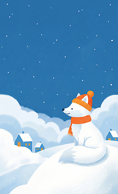 JPG 동물 감정 별 컬러 백그라운드 지도 겨울 일러스트 자연 하늘 주택 풍경 주황색 추위 눈 차가움 포근함 언덕 여우 국내일러스트 AI일러스트 AI콘텐츠 자연요소 계절 포유류 날씨 건물 감각 생태계 파일형식