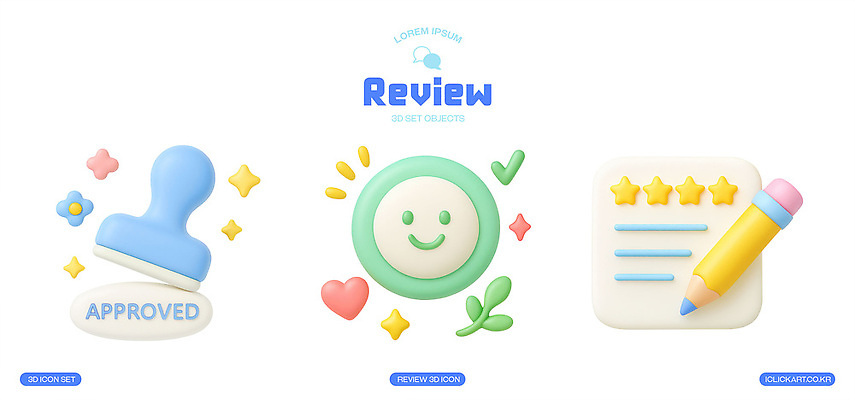 PSD 편집이미지 디자인 별 웃음 그래픽 도장 연필 표현 문서 리뷰 승인 예시 편집3D 자연요소 학용품 표정 필기구 3D 파일형식