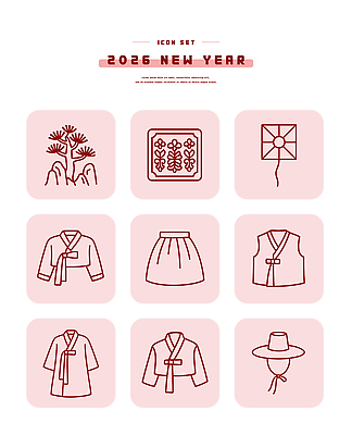 식물 문자 모자_잡화 한국전통 명절 아시아 선 무늬 전통소품 놀이용품 전통의상 연도 파일형식 벡터 갓모자 2026년 새해 디자인 한복 한국 전통 문양 연 하늘 축제 기념 세트 컬러 패턴 문화 예술 직선 기호 줄기 AI파일 국내일러스트 일러스트 설날