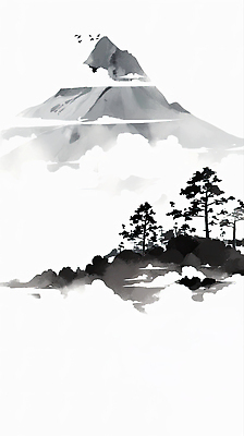 JPG 나무 이동 일러스트 자연 조류 하늘 생명 산 수묵화 풍경 일출 일몰 공간 대기 그리기 그림 조화 뷰티풀 산맥 국내일러스트 AI일러스트 AI콘텐츠 식물 동물 컨셉 모션 미술 노을 생태계 파일형식