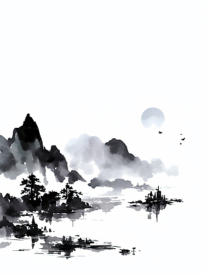 JPG 나무 호수 여행 일러스트 자연 하늘 아침 산 수묵화 풍경 물 평화 일출 안개 동양화 그림 조경 조용 풍경화 국내일러스트 AI일러스트 AI콘텐츠 주간 자연요소 식물 컨셉 날씨 미술 노을 생태계 파일형식