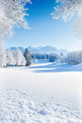 JPG 나무 편집이미지 겨울 골프장 자연 하늘 산 풍경 햇빛 흰색 숲 포근함 조용 기온 편집실사 AI포토 AI콘텐츠 식물 계절 컬러 골프 스포츠시설 날씨 태양 감각 CG 생태계 파일형식