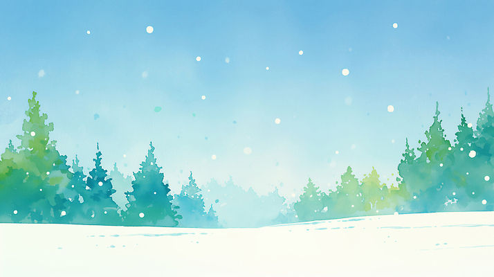 JPG 나무 계절 겨울 일러스트 자연 하늘 날씨 산 풍경 파란색 빛 고요 대기 눈송이 차가움 숲 생태계 국내일러스트 AI일러스트 AI콘텐츠 식물 컬러 눈_날씨 파일형식
