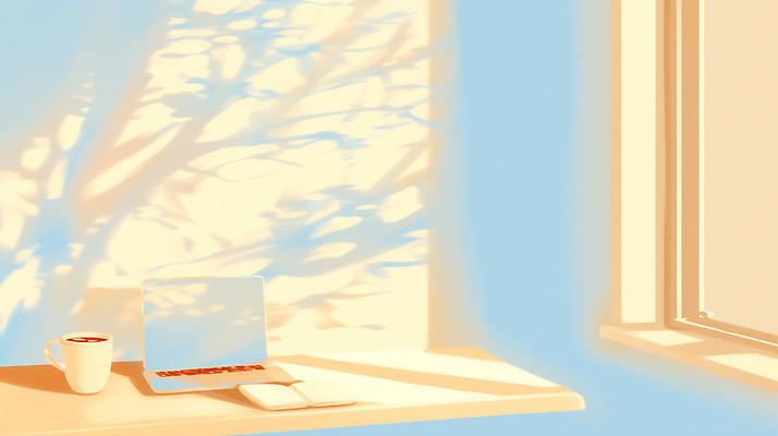 JPG 창 커피 벽 일러스트 아침 휴식 그림자 일상 노트북 사무실 햇빛 카페 업무 편안함 집중 창가 책상 향기 오후 국내일러스트 AI일러스트 AI콘텐츠 주간 무기 음료 가구 컨셉 비즈니스 창문 라이프 전자제품 태양 상점 작업 감각 냄새 파일형식