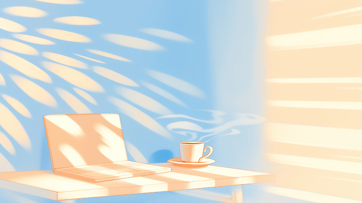 JPG 커피 일러스트 창문 탁자 아침 따뜻함 대화 그림자 일상 노트북 사무실 햇빛 방 작업 편안함 집중 책상 소음 오후 차분 국내일러스트 AI일러스트 AI콘텐츠 주간 음료 가구 컨셉 비즈니스 말하기 라이프 전자제품 태양 소리 감각 파일형식