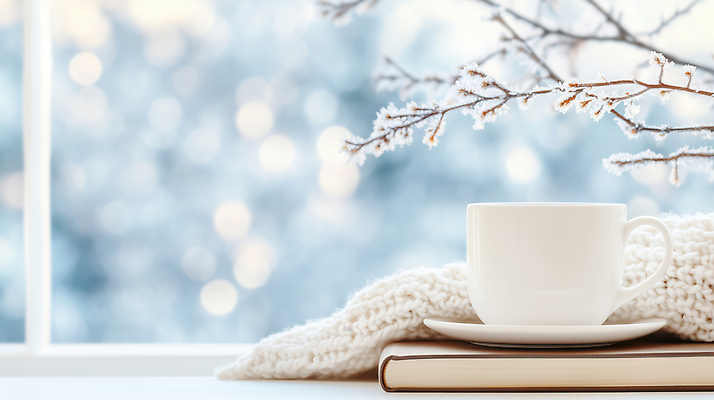 JPG 편집이미지 음료 겨울 창문 아침 실내 따뜻함 풍경 책 컵 나뭇가지 편안함 담요 창가 편집실사 AI포토 AI콘텐츠 주간 나무 식기 계절 내부 감각 CG 파일형식