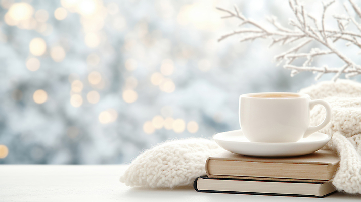 JPG 편집이미지 커피 음료 겨울 아침 휴식 따뜻함 풍경 책 빛 독서 공간 담요 편집실사 AI포토 AI콘텐츠 주간 계절 컨셉 CG 파일형식