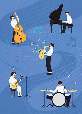 직업 감정 음악 현악기 문화예술 타악기 사람 이벤트 공연 건반악기 목관악기 파일형식 벡터 재즈 축제 연주 색소폰 피아노 기타 드럼 베이스 음악가 음악회 악기 즐거움 예술 풍선 군중 무대 리듬 멜로디 국내일러스트 일러스트 AI파일 문화 새해