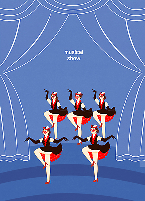 컬러 문화예술 이벤트 파일형식 벡터 무대 공연 춤 뮤지컬 커튼 백그라운드 비율 음악 예술 표현 포즈 옷 빨간색 검은색 협력 국내일러스트 일러스트 AI파일 문화 새해