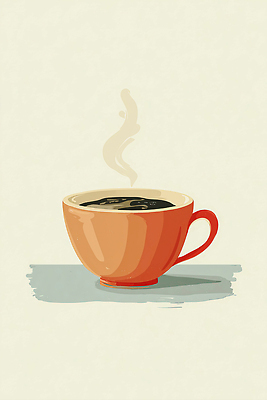 JPG 커피 음료 일러스트 탁자 아침 따뜻함 일상 컵 주방 주황색 마시기 연기 오브젝트 쉬는시간 먹거리 국내일러스트 AI일러스트 AI콘텐츠 주간 식기 음식 컬러 가구 모션 휴식 라이프 파일형식