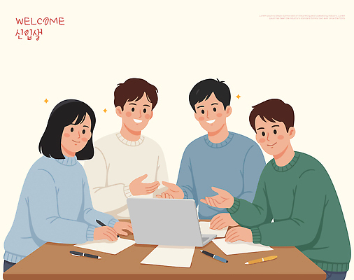 학생 교육 가구 학교 관계 문구용품 말하기 내부 전자제품 파일형식 벡터 노트북 탁자 과제 이야기 의견 필기구 공책 학습 모임 협력 대화 작업 친구 오브젝트 실내 디자인 국내일러스트 일러스트 AI파일 대학교 신입생