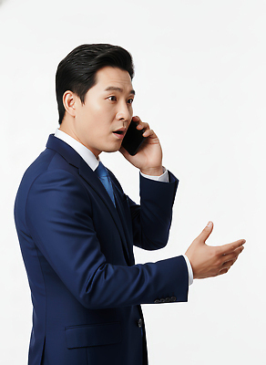 JPG 편집이미지 남자 비즈니스 직장 대화 정장 손짓 스마트폰 표현 통화 소통 단순화된 중요성 의료성형뷰티 편집실사 AI인물포토 AI콘텐츠 옷 컨셉 회사 모션 말하기 사람 핸드폰 스마트기기 CG 파일형식 AI포토