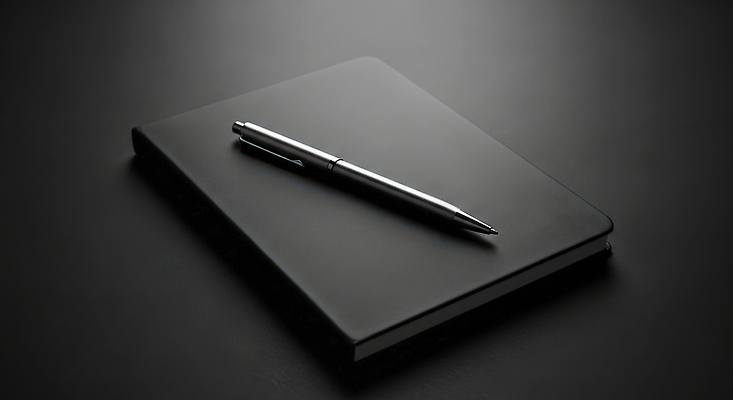 교육 컬러 가구 문구용품 필기구 CG 오브젝트 파일형식 공책 펜 검은색 백그라운드 쓰는 작업 디자인 책상 학습 정리 준비 생각 편집실사 편집이미지 JPG