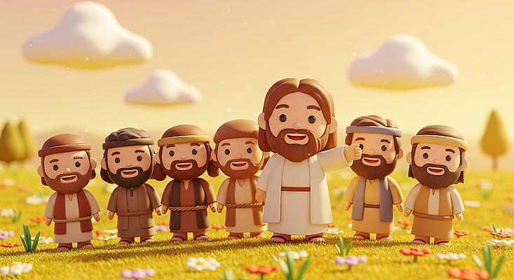 JPG 편집이미지 꽃 어린이 자연 하늘 동화 웃음 사람 풍경 잔디 초원 기쁨 만남 예수 제자들 편집3D AI컴퓨터그래픽 AI콘텐츠 식물 감정 컨셉 표정 3D 신_종교 생태계 파일형식