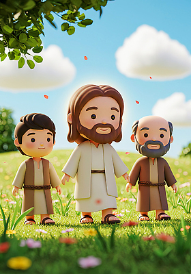 JPG 나무 편집이미지 꽃 모션 자연 하늘 사람 풍경 초원 일상 걷기 손잡기 예수 장면 오후 편집3D AI컴퓨터그래픽 AI콘텐츠 식물 라이프 3D 신_종교 생태계 파일형식