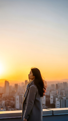 JPG 편집이미지 옷 여자 자연 하늘 바람 풍경 태양 노란색 고층빌딩 주황색 일몰 도시 시간 저녁 의료성형뷰티 편집실사 AI인물포토 AI콘텐츠 자연요소 컬러 날씨 사람 빌딩 노을 야간 CG 생태계 파일형식 AI포토