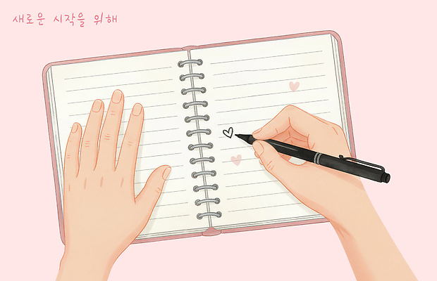 모양 컨셉 문구용품 신체부위 파일형식 손 공책 하트 시작 기록 마음 준비 꿈 계획 작업 집중 손글씨 새로움 도전 창의성 단순화된 표현 국내일러스트 일러스트 PSD