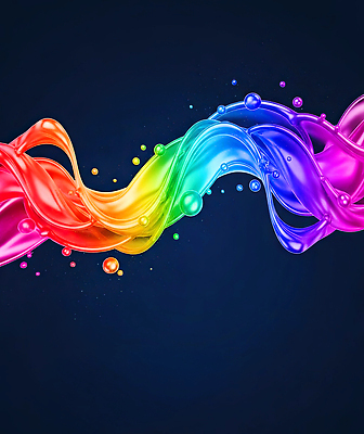 JPG 편집이미지 디자인 예술 컬러 백그라운드 빨간색 초록색 파란색 노란색 보라색 주황색 물감 흐름 웨이브 몽환 이미지편집 AI컴퓨터그래픽 AI콘텐츠 컨셉 미술도구 파일형식