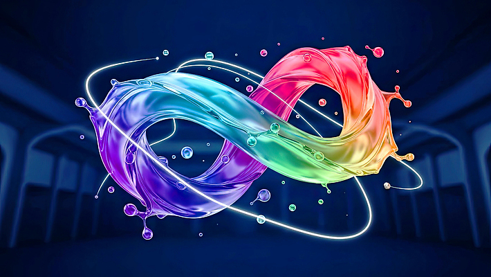 JPG 편집이미지 기호 디자인 예술 컬러 백그라운드 모션 형상 그래픽 흐름 물방울 표현 연결 무한 생동감 창의성 이미지편집 AI컴퓨터그래픽 AI콘텐츠 문자 컨셉 파일형식