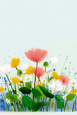 JPG 식물 꽃잎 꽃 화초 분홍색 컬러 꽃밭 일러스트 자연 생명 미술 풍경 여름 노란색 정원 봄 흰색 식물원 색감 국내일러스트 AI일러스트 AI콘텐츠 계절 문화예술 생태계 파일형식