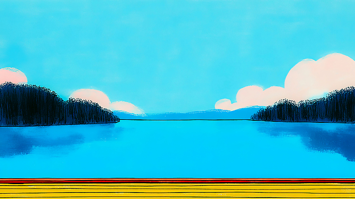 JPG 나무 사계절 실루엣 호수 여유 하늘색 일러스트 자연 하늘 바람 풍경 초록색 물 여름 파란색 소풍 평화 오후 국내일러스트 AI일러스트 AI콘텐츠 자연요소 식물 계절 감정 컬러 컨셉 날씨 촬영기법 야외활동 생태계 파일형식