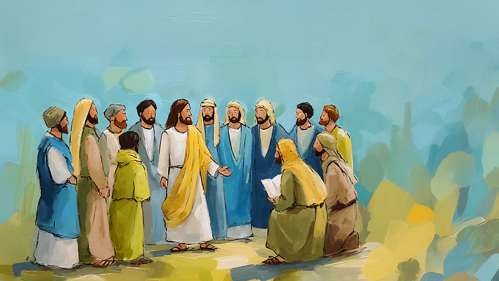 JPG 종교 백그라운드 지도 일러스트 수업 이야기 대화 여러명 성경 모임 시간 예수 가르침 역사 군중 그림 제자 전파 명령 교훈 국내일러스트 AI일러스트 AI콘텐츠 교육 다수 종교용품 말하기 사람 신_종교 파일형식