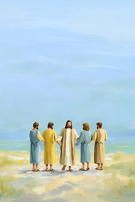 JPG 종교 바다 일러스트 하늘 대화 사람 풍경 야외 믿음 손잡기 모임 표현 예수 역사 그림 제자 공동체 국내일러스트 AI일러스트 AI콘텐츠 감정 모션 말하기 신_종교 파일형식