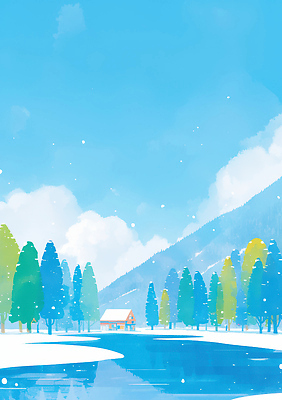 식물 계절 컬러 산 건물 물 그림 생태계 파일형식 겨울 풍경 나무 주택 강 하늘 자연 수면 초록색 파란색 노란색 숲 풍경화 호수 산맥 국내일러스트 일러스트 JPG