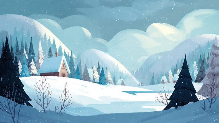 자연요소 식물 계절 컬러 컨셉 자연 날씨 건물 생태계 파일형식 겨울 산 주택 나무 풍경 하늘 초록색 숲 평야 차가움 조용 평화 바람 맑음 국내일러스트 일러스트 JPG