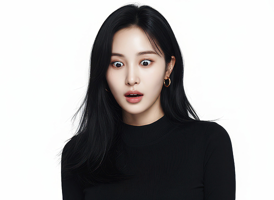 JPG 편집이미지 헤어스타일 여자 감정 얼굴 장신구 스튜디오 표정 사람 촬영 놀람 반응 순간 의료성형뷰티 편집실사 AI인물포토 AI콘텐츠 신체부위 CG 파일형식 AI포토