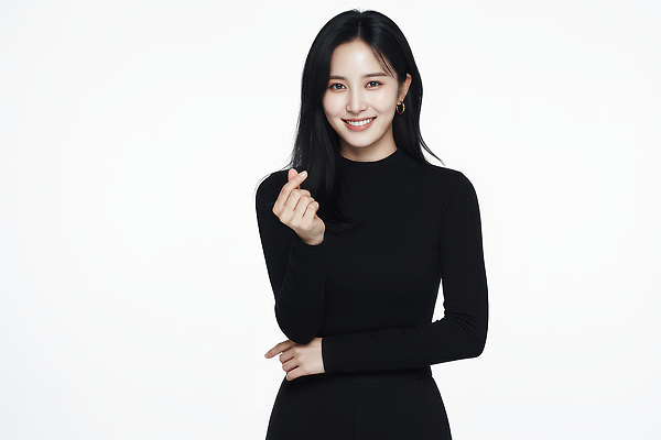 JPG 모델 편집이미지 여자 패션 감정 포즈 백그라운드 웃음 사람 흰색 표현 손하트 의료성형뷰티 편집실사 AI인물포토 AI콘텐츠 컬러 표정 손짓 CG 파일형식 AI포토