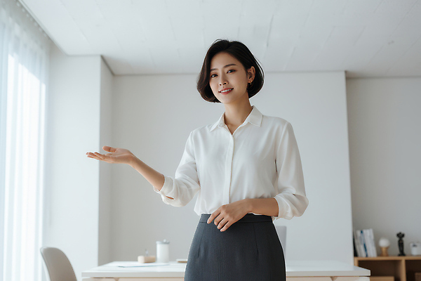 JPG 편집이미지 손 여자 백그라운드 모션 밝음 이야기 대화 미소 사람 정장 사무실 공간 프레젠테이션 의료성형뷰티 편집실사 AI인물포토 AI콘텐츠 옷 비즈니스 표정 말하기 신체부위 CG 파일형식 AI포토