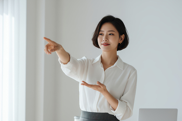 JPG 편집이미지 여자 비즈니스 회의 조명 직장 표정 대화 설명 손짓 일상 사무실 방향 소통 의료성형뷰티 편집실사 AI인물포토 AI콘텐츠 컨셉 회사 모션 말하기 사람 라이프 CG 파일형식 AI포토