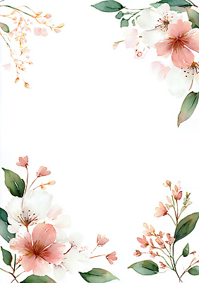 JPG 식물 디자인 꽃 예술 분홍색 백그라운드 잎 패턴 일러스트 자연 수채화 프레임 그래픽 장식 흰색 정사각형 조화 국내일러스트 AI일러스트 AI콘텐츠 도형 컬러 무늬 생태계 파일형식