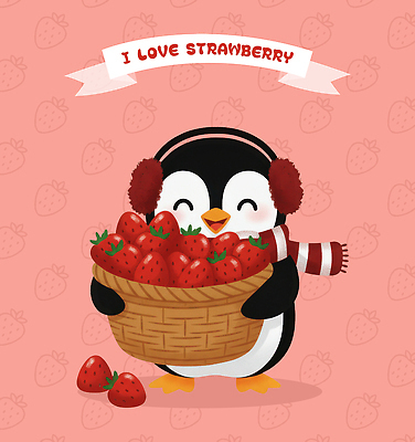 잡화 감정 아시아 컨셉 농업 과일 조류 표정 파일형식 펭귄 딸기 바구니 귀여움 웃음 목도리 컬러 그림 백그라운드 수확 동물 착용 사랑 행복 농장 일본 캐릭터 디자인 국내일러스트 일러스트 PSD